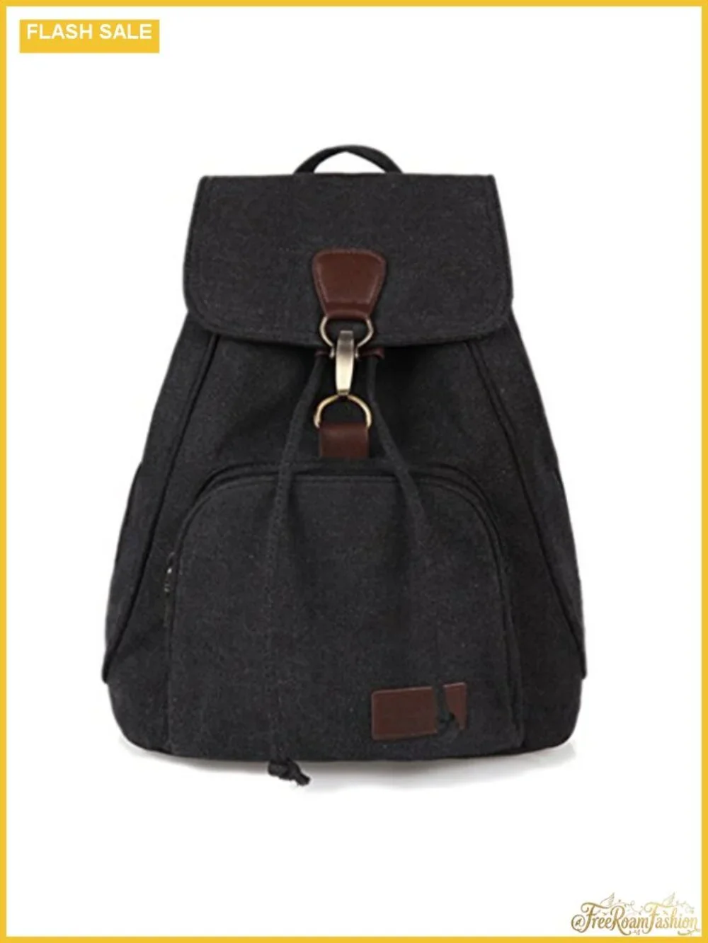 Canvas Backpack Purse for Women - Flap Drawstring Daypack with Multi-Pockets,
